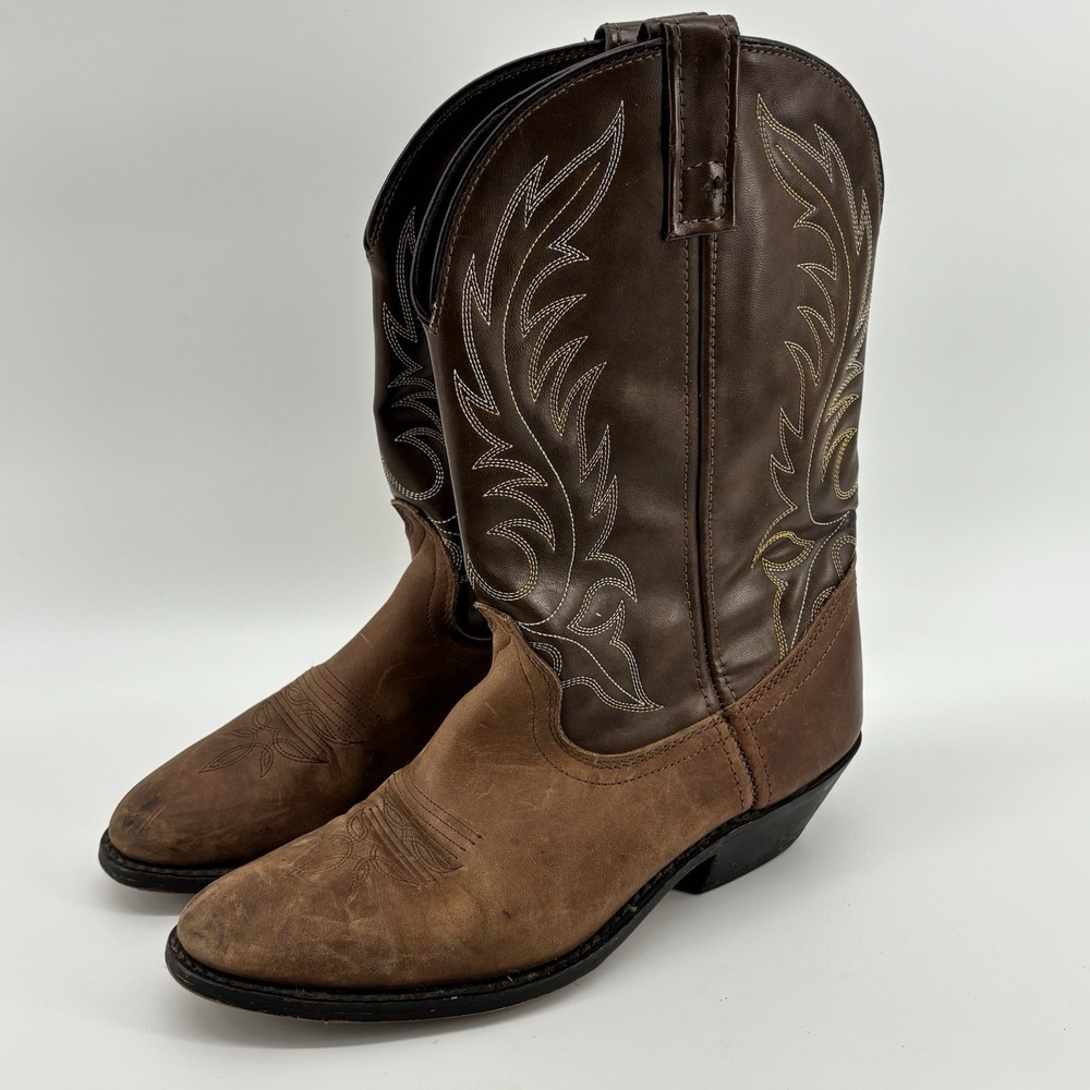 Laredo Cowboy Boots Womens 9.5M Brown Leather Western Stitched 5742